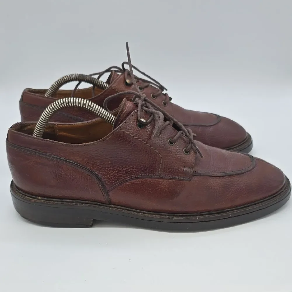 Cole Haan Dark Brown Pebbled Leather Lace-Up Derbys